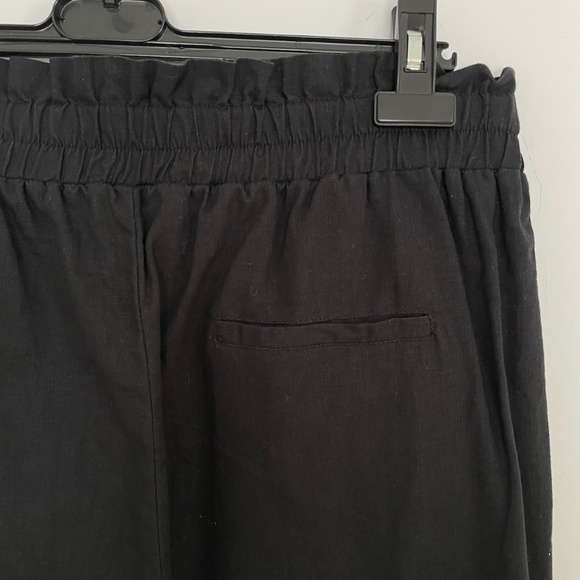 NWT Women’s Saks Fifth Avenue Black Linen/Cotton High Rise Wide Leg Belt Pants - Picture 6 of 10